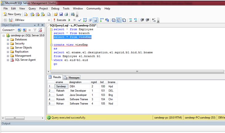 Output by using ANSI Query
